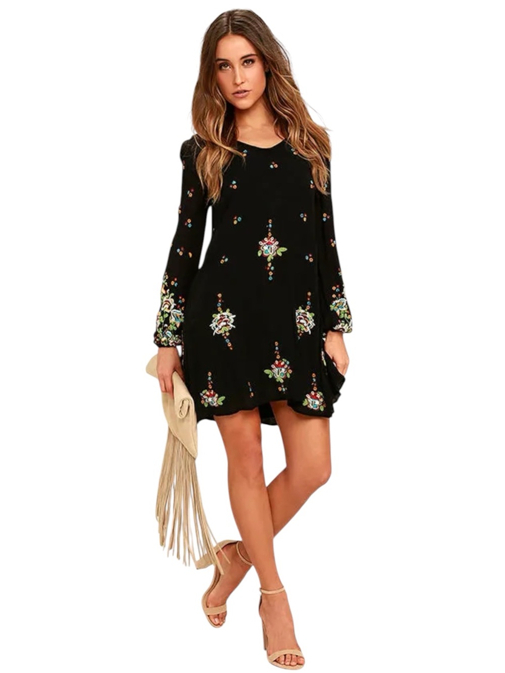 Free People Oxford Embroidered Shift Mini Dress size S